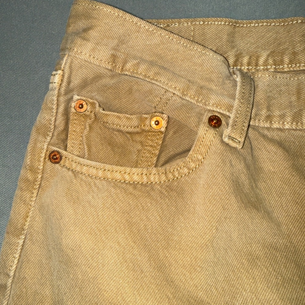 Levis 501 Original Fit Jeans Mens W29 L30 Tan Khaki Button Fly Denim Pants - Picture 3 of 8